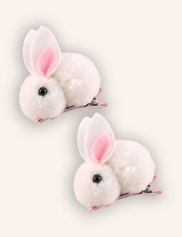 2PCS Easter Bunny Plush Hairpins
